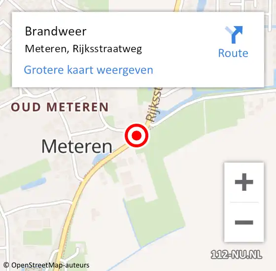 Locatie op kaart van de 112 melding: Brandweer Meteren, Rijksstraatweg op 11 april 2020 11:48