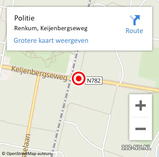 Locatie op kaart van de 112 melding: Politie Renkum, Keijenbergseweg op 11 april 2020 11:50