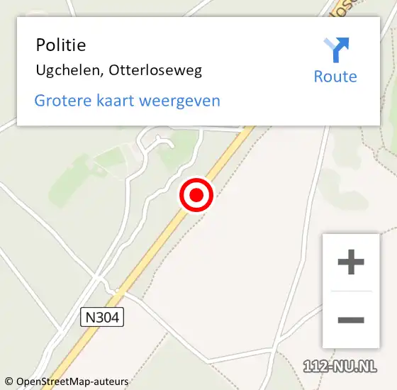 Locatie op kaart van de 112 melding: Politie Ugchelen, Otterloseweg op 11 april 2020 12:01