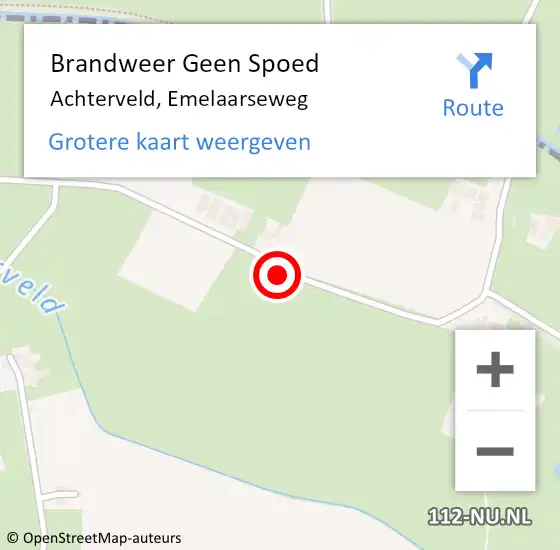 Locatie op kaart van de 112 melding: Brandweer Geen Spoed Naar Achterveld, Emelaarseweg op 11 april 2020 12:09