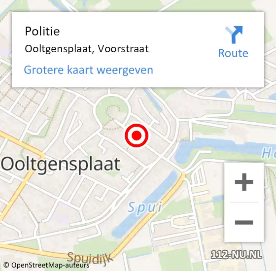 Locatie op kaart van de 112 melding: Politie Ooltgensplaat, Voorstraat op 11 april 2020 12:34