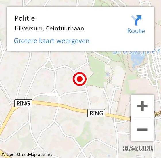 Locatie op kaart van de 112 melding: Politie Hilversum, Ceintuurbaan op 11 april 2020 14:52