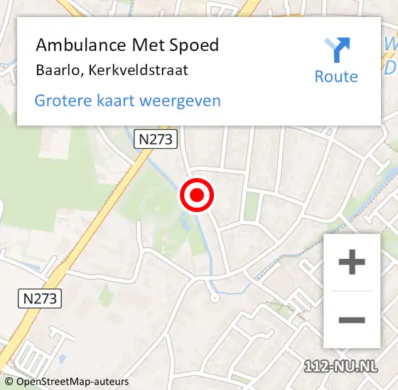 Locatie op kaart van de 112 melding: Ambulance Met Spoed Naar Baarlo, Kerkveldstraat op 11 april 2020 15:00