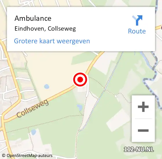 Locatie op kaart van de 112 melding: Ambulance Eindhoven, Collseweg op 11 april 2020 15:22