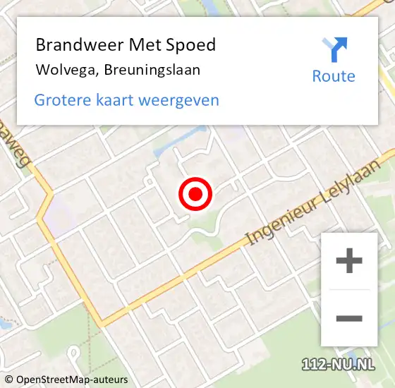 Locatie op kaart van de 112 melding: Brandweer Met Spoed Naar Wolvega, Breuningslaan op 11 april 2020 16:29