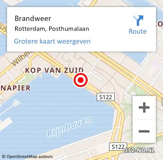 Locatie op kaart van de 112 melding: Brandweer Rotterdam, Posthumalaan op 11 april 2020 16:30