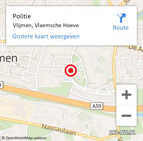 Locatie op kaart van de 112 melding: Politie Vlijmen, Vlaemsche Hoeve op 3 mei 2014 19:22