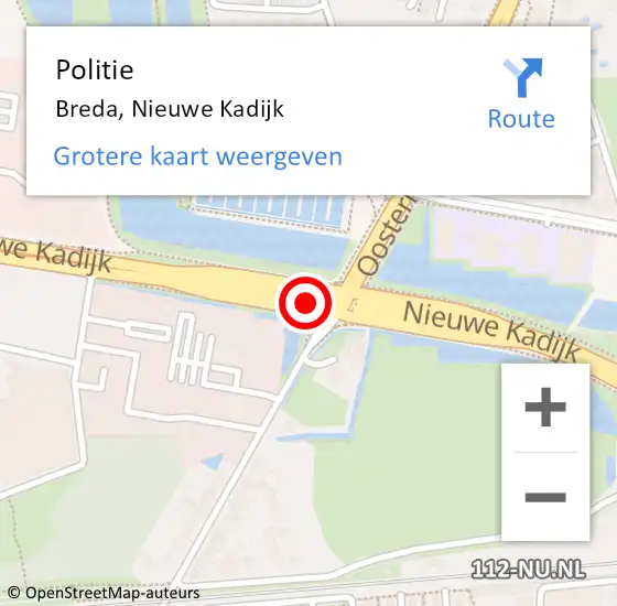 Locatie op kaart van de 112 melding: Politie Breda, Nieuwe Kadijk op 11 april 2020 17:16