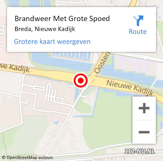 Locatie op kaart van de 112 melding: Brandweer Met Grote Spoed Naar Breda, Nieuwe Kadijk op 11 april 2020 17:16