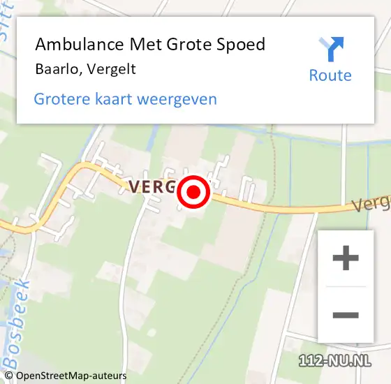 Locatie op kaart van de 112 melding: Ambulance Met Grote Spoed Naar Baarlo, Vergelt op 3 mei 2014 19:25