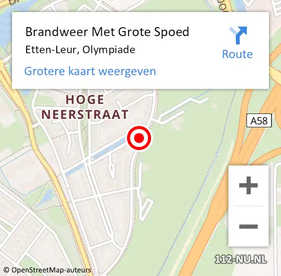 Locatie op kaart van de 112 melding: Brandweer Met Grote Spoed Naar Etten-Leur, Olympiade op 11 april 2020 17:58