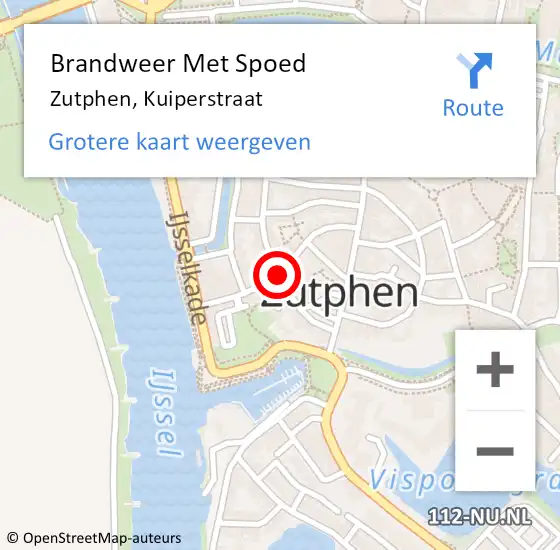 Locatie op kaart van de 112 melding: Brandweer Met Spoed Naar Zutphen, Kuiperstraat op 11 april 2020 18:36