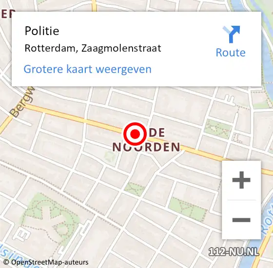 Locatie op kaart van de 112 melding: Politie Rotterdam, Zaagmolenstraat op 11 april 2020 18:46