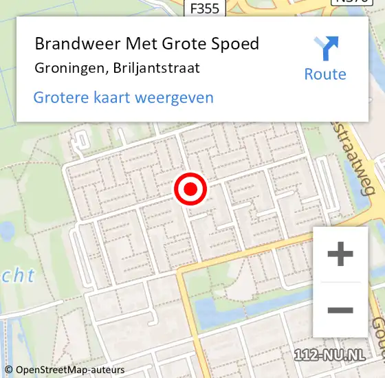 Locatie op kaart van de 112 melding: Brandweer Met Grote Spoed Naar Groningen, Briljantstraat op 11 april 2020 19:09