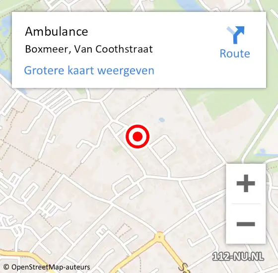 Locatie op kaart van de 112 melding: Ambulance Boxmeer, Van Coothstraat op 11 april 2020 20:37