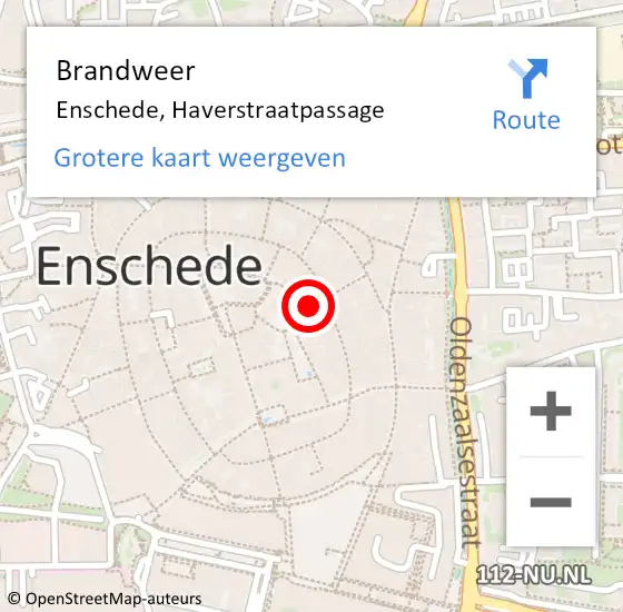 Locatie op kaart van de 112 melding: Brandweer Enschede, Haverstraatpassage op 11 april 2020 21:01