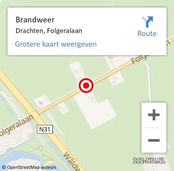 Locatie op kaart van de 112 melding: Brandweer Drachten, Folgeralaan op 11 april 2020 21:29