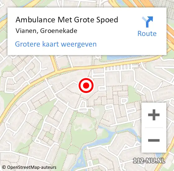 Locatie op kaart van de 112 melding: Ambulance Met Grote Spoed Naar Vianen, Groenekade op 3 mei 2014 19:54