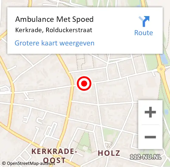 Locatie op kaart van de 112 melding: Ambulance Met Spoed Naar Kerkrade, Rolduckerstraat op 11 april 2020 23:54