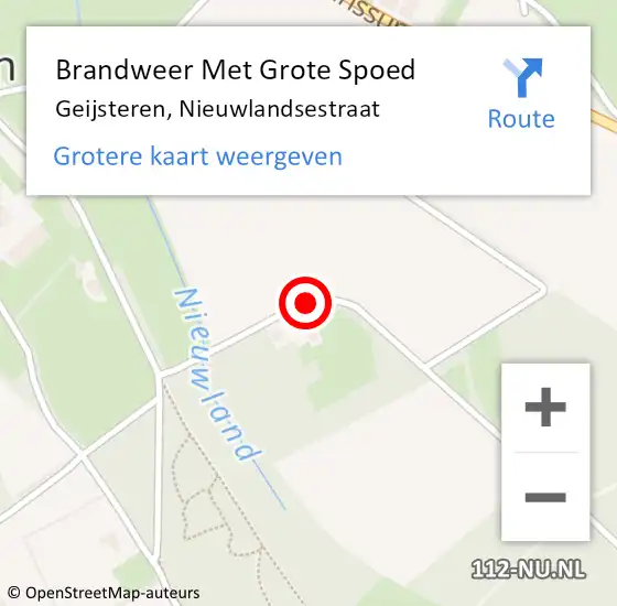 Locatie op kaart van de 112 melding: Brandweer Met Grote Spoed Naar Geijsteren, Nieuwlandsestraat op 12 april 2020 00:15