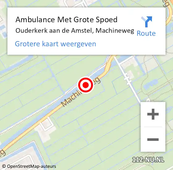 Locatie op kaart van de 112 melding: Ambulance Met Grote Spoed Naar Ouderkerk aan de Amstel, Machineweg op 12 april 2020 01:55