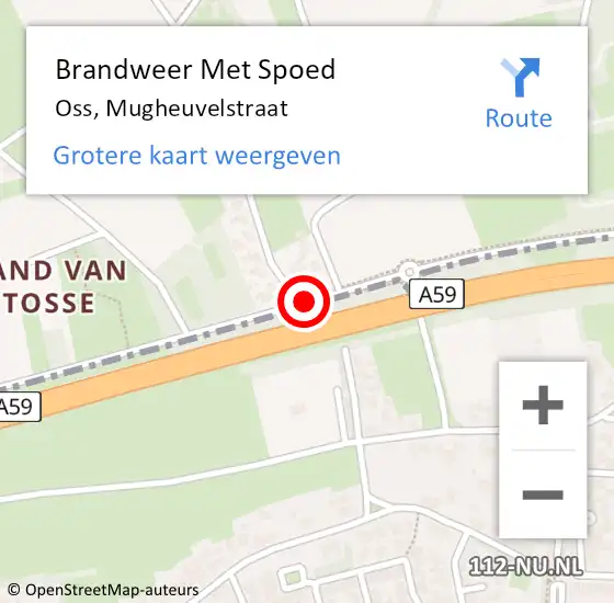 Locatie op kaart van de 112 melding: Brandweer Met Spoed Naar Oss, Mugheuvelstraat op 12 april 2020 07:40