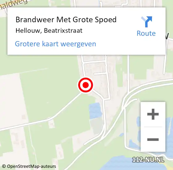 Locatie op kaart van de 112 melding: Brandweer Met Grote Spoed Naar Hellouw, Beatrixstraat op 12 april 2020 08:47