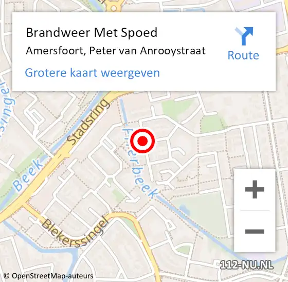 Locatie op kaart van de 112 melding: Brandweer Met Spoed Naar Amersfoort, Peter van Anrooystraat op 12 april 2020 09:02