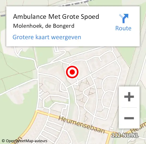 Locatie op kaart van de 112 melding: Ambulance Met Grote Spoed Naar Molenhoek, de Bongerd op 3 mei 2014 20:28