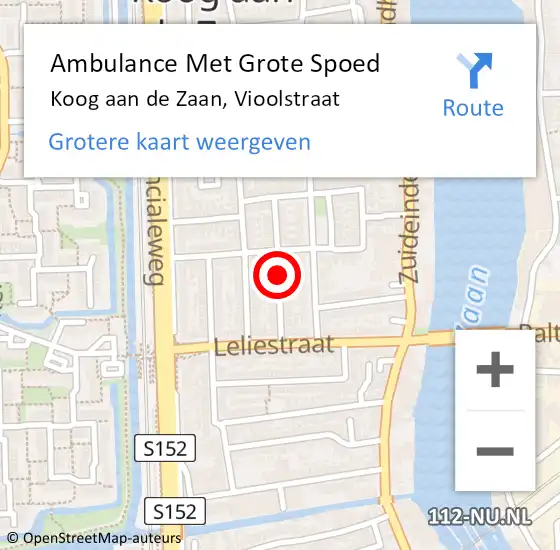 Locatie op kaart van de 112 melding: Ambulance Met Grote Spoed Naar Koog aan de Zaan, Vioolstraat op 12 april 2020 10:43