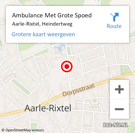 Locatie op kaart van de 112 melding: Ambulance Met Grote Spoed Naar Aarle-Rixtel, Heindertweg op 12 april 2020 11:01