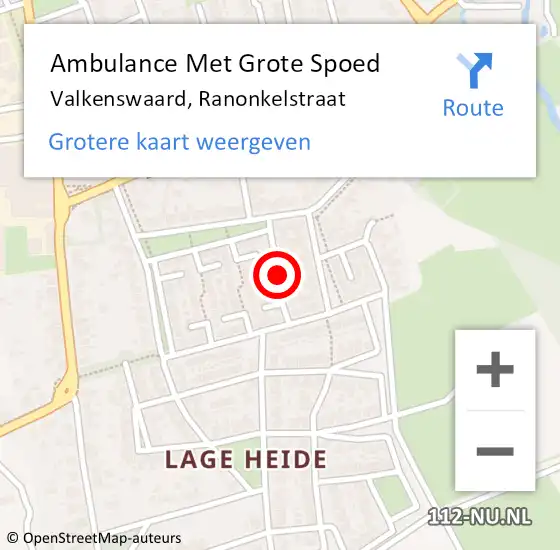 Locatie op kaart van de 112 melding: Ambulance Met Grote Spoed Naar Valkenswaard, Ranonkelstraat op 12 april 2020 11:21