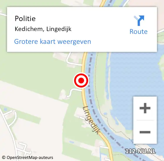 Locatie op kaart van de 112 melding: Politie Kedichem, Lingedijk op 12 april 2020 11:25