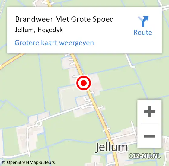 Locatie op kaart van de 112 melding: Brandweer Met Grote Spoed Naar Jellum, Hegedyk op 12 april 2020 11:30