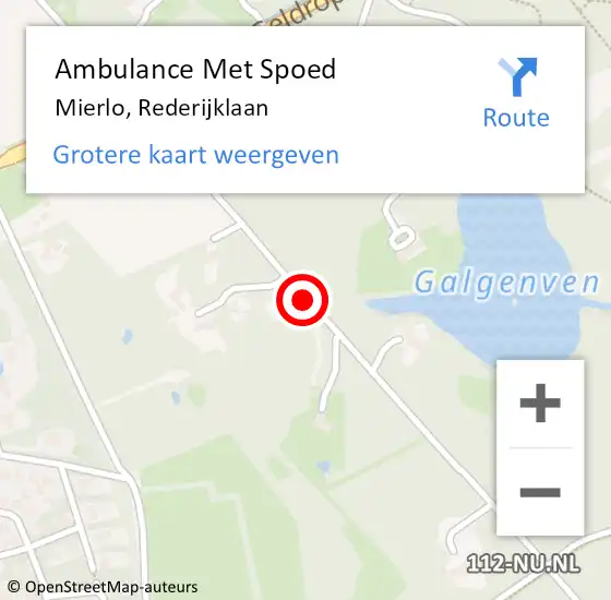 Locatie op kaart van de 112 melding: Ambulance Met Spoed Naar Mierlo, Rederijklaan op 12 april 2020 12:11