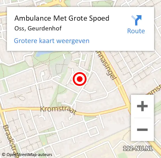 Locatie op kaart van de 112 melding: Ambulance Met Grote Spoed Naar Oss, Geurdenhof op 12 april 2020 12:28