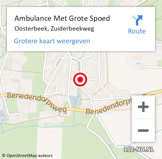 Locatie op kaart van de 112 melding: Ambulance Met Grote Spoed Naar Oosterbeek, Zuiderbeekweg op 12 april 2020 14:17