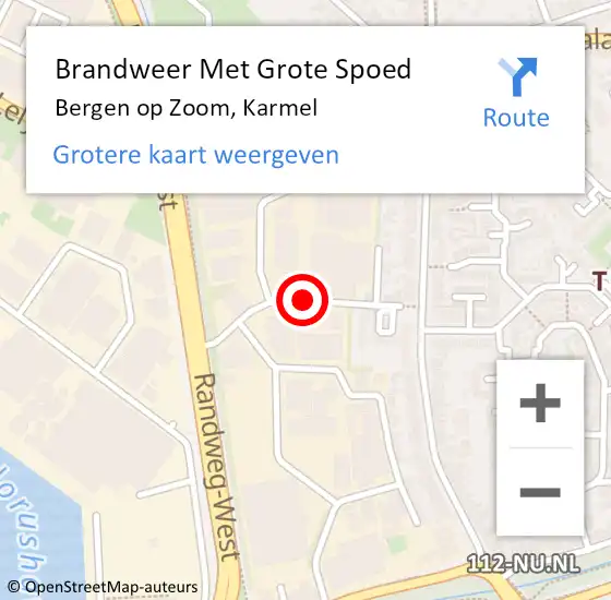 Locatie op kaart van de 112 melding: Brandweer Met Grote Spoed Naar Bergen op Zoom, Karmel op 12 april 2020 15:12