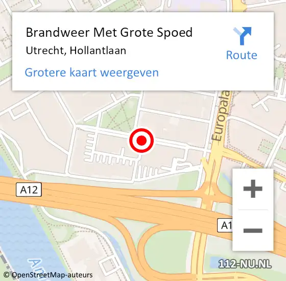 Locatie op kaart van de 112 melding: Brandweer Met Grote Spoed Naar Utrecht, Hollantlaan op 12 april 2020 16:28