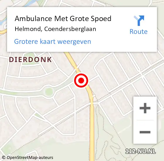 Locatie op kaart van de 112 melding: Ambulance Met Grote Spoed Naar Helmond, Coendersberglaan op 12 april 2020 16:38