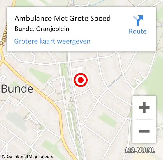 Locatie op kaart van de 112 melding: Ambulance Met Grote Spoed Naar Bunde, Oranjeplein op 3 mei 2014 21:02