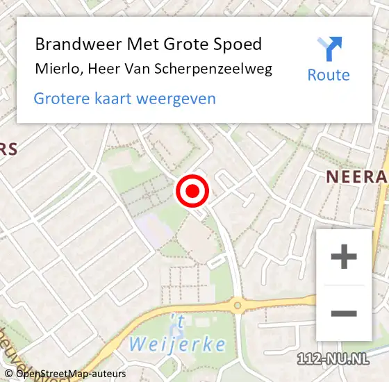 Locatie op kaart van de 112 melding: Brandweer Met Grote Spoed Naar Mierlo, Heer Van Scherpenzeelweg op 12 april 2020 17:10