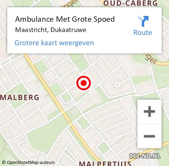 Locatie op kaart van de 112 melding: Ambulance Met Grote Spoed Naar Maastricht, Dukaatruwe op 3 mei 2014 21:04