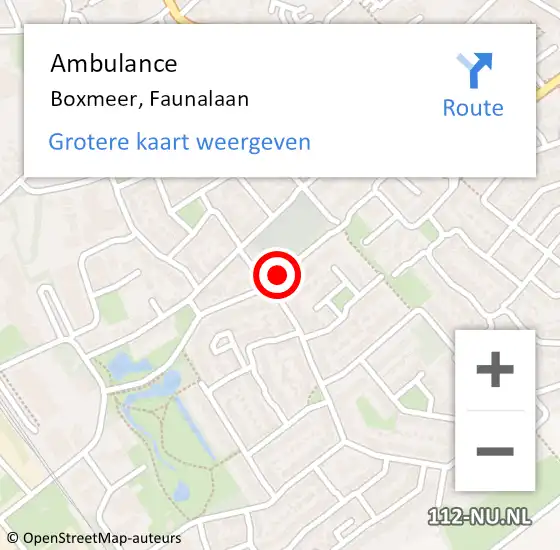 Locatie op kaart van de 112 melding: Ambulance Boxmeer, Faunalaan op 12 april 2020 19:48