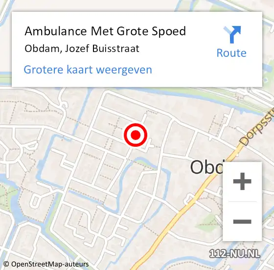 Locatie op kaart van de 112 melding: Ambulance Met Grote Spoed Naar Obdam, Jozef Buisstraat op 12 april 2020 20:06