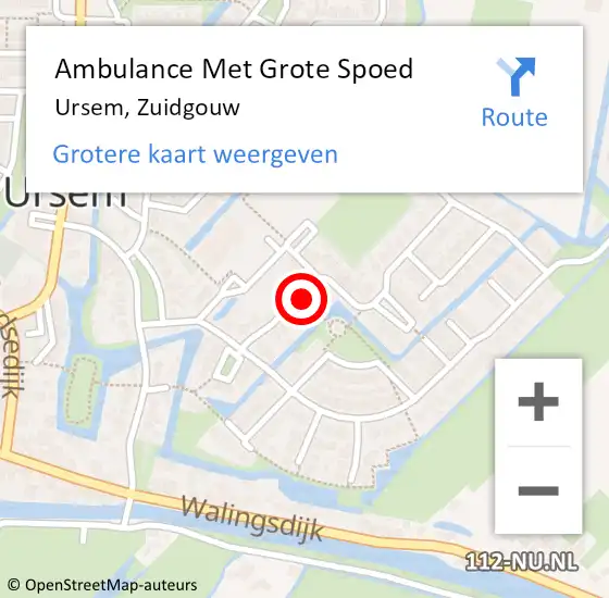 Locatie op kaart van de 112 melding: Ambulance Met Grote Spoed Naar Ursem, Zuidgouw op 12 april 2020 20:21