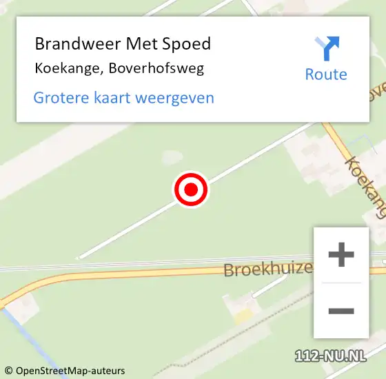 Locatie op kaart van de 112 melding: Brandweer Met Spoed Naar Koekange, Boverhofsweg op 12 april 2020 21:01