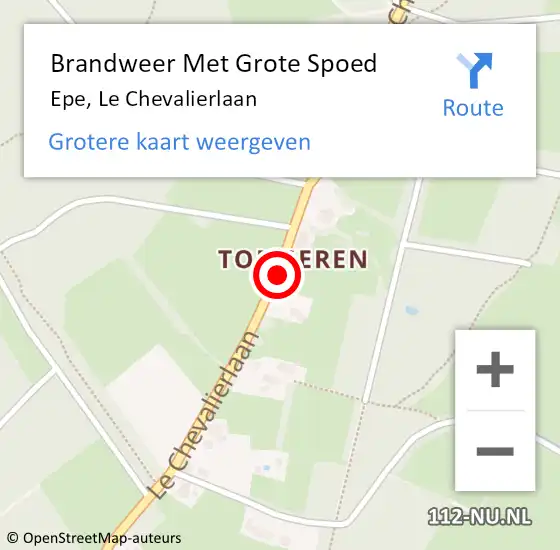 Locatie op kaart van de 112 melding: Brandweer Met Grote Spoed Naar Epe, Le Chevalierlaan op 12 april 2020 21:05