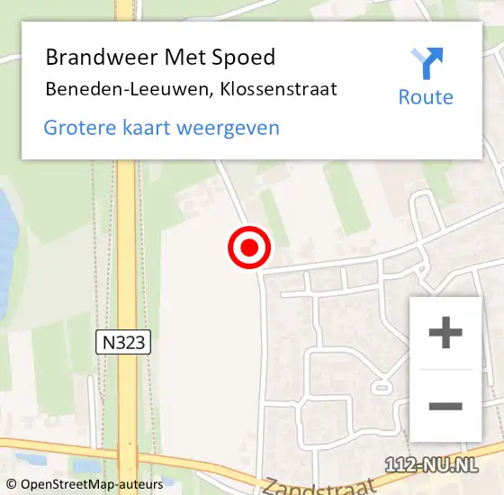 Locatie op kaart van de 112 melding: Brandweer Met Spoed Naar Beneden-Leeuwen, Klossenstraat op 12 april 2020 21:29