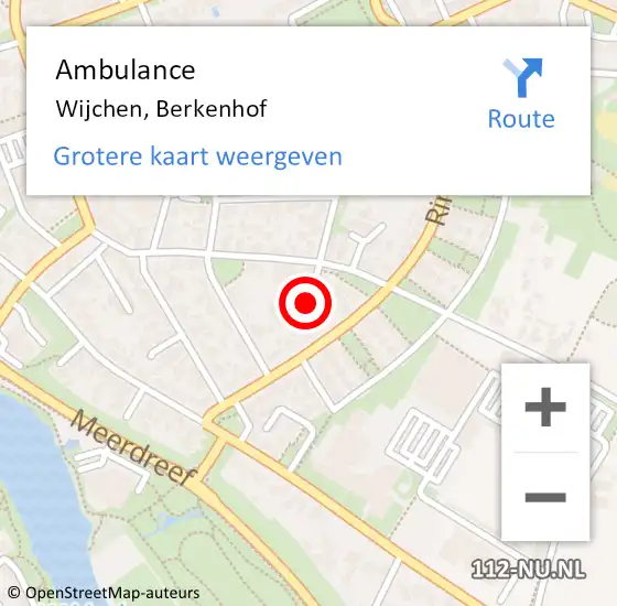 Locatie op kaart van de 112 melding: Ambulance Wijchen, Berkenhof op 12 april 2020 22:44